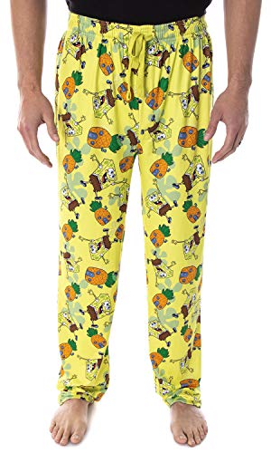 Spongebob Squarepants Men's Pineapple House Adult Loungewear Sleep Pajama Pants (2XL)