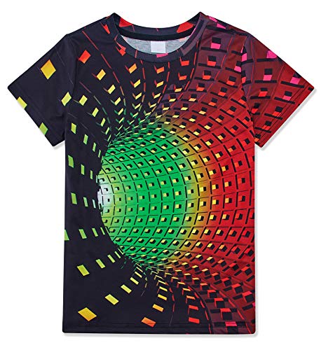 Youth Big Boys Girls 3D Hole Shirts Cool Illusion Graphic Tee Spiral T-Shirts Active Tshirts Size 9-12 Years