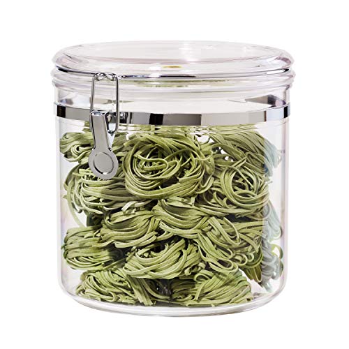 OGGI Jumbo Clear Canister with Clamp Lid, 150 oz - Airtight Food Storage Container, for Kitchen & Pantry Storage of Bulk, Dry Foods Including Pasta, Flour, Sugar, Coffee, Rice, Tea, Spices & Herbs