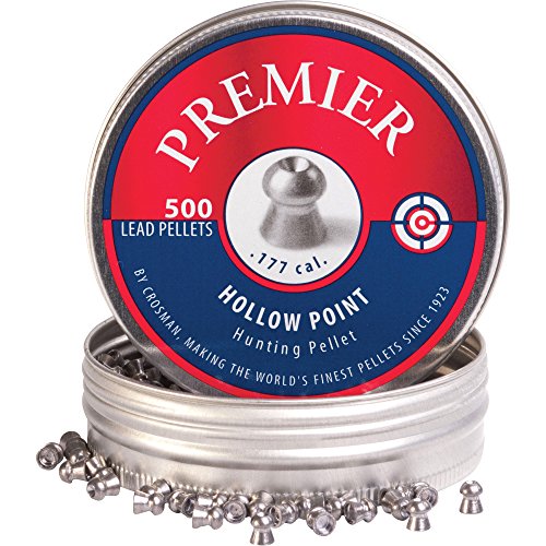 Crosman Premier LHP77 .177-Caliber Hollow Point Pellets, metallic(500-Count)(Packaging May Vary)