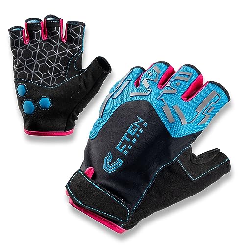 CTEN Series Gaming Gloves - Great Comfort and Grip, Perfect Gaming Gloves for Sweaty Hands, Ideal Gamer Gloves for PC, VR Gloves, Blue-Pink-Medium