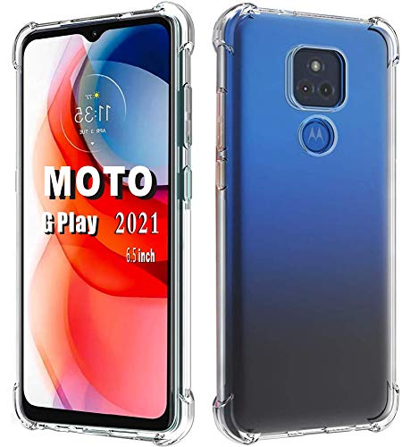 Folmeikat Moto G Play 2021 Phone Case, Clear Transparent Reinforced Corners TPU Shock-Absorption Flexible Cell Phone Cover for Moto G Play (2021) 6.5' (Moto G Play 2021 Clear)