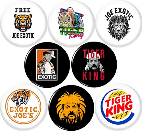 Joe Exotic 8 NEW 1 Inch (25mm) #2 Tiger KIng Set of 8 Pinback Buttons Badges Pins Free For President