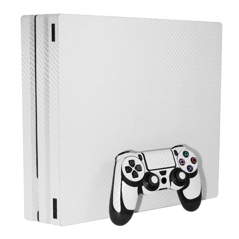 3D Carbon Fiber White - Air Release Vinyl Decal Mod Skin Kit by System Skins - Compatible with Playstation 4 Pro Console