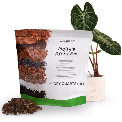 Molly's Aroid Mix - Premium Soilless Chunky Potting Mix for Tropical and Indoor Plants - Contains Orchiata Bark, Coco Chips, Worm Castings, Horticultural Charcoal, Mycorrhizae, & More. 10 Dry Quarts