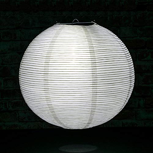 PaperLanternStore.com 12 Inch White Fine Line Premium Even Ribbing Paper Lantern Extra Sturdy