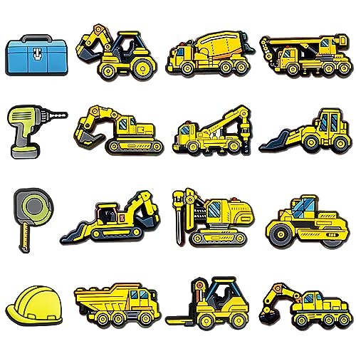 QUOEULT Excavator Engineering Truck Shoe Charms Shoe Decoration Charms for Kids Boys Girls, Construction Vehicle Shoe Decoration Party Favor Gifts
