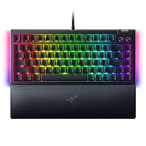 Razer BlackWidow V4 75% Mechanical Gaming Keyboard: Hot-Swappable Design - Compact & Durable - Orange Tactile Switches - Chroma RGB - MF Roller & Media Keys - Comfortable Wrist Rest - Black