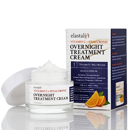 Elastalift Renewing Night Cream | Brightening Vitamin C Cream + Hyaluronic Acid Moisturizer For Face | Oil-Free Overnight Correcting Facial Treatment Night Lotion | Skin Care Face Cream, 1.75 Fl Oz