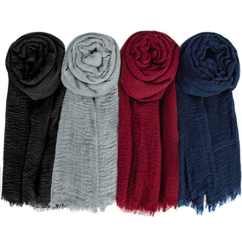 Chalier 4 PCS Hijab Scarfs for Women Soft Scarf Shawl Lightweight Long Wraps for All Season,StyleB-4 Pack