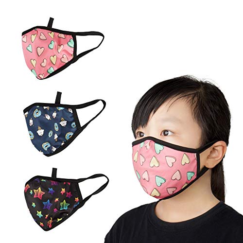 Be Wise unisex child Washable Face Mask for Protection â€“ Cotton With Earloops Bandana, Pink/White, 3 Count Pack of 1 US