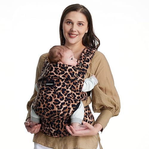Momcozy Baby Carrier Newborn to Toddler - Ergonomic, Cozy and Lightweight Infant Carrier for 7-44lbs, Effortless to Put On, Ideal for Hands-Free Parenting, Enhanced Lumbar Support, Leopard