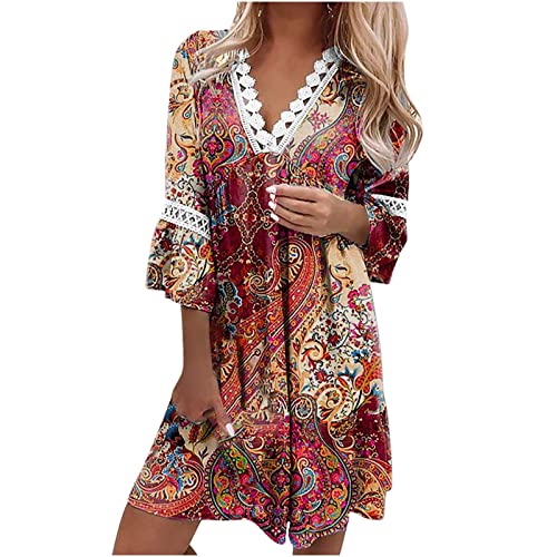 Women's Print Sundress 2023 Easter Day St. Patrick's Day Sexy Party Dresses for Women 2017 Long V Neck Crop One-Shoulder Waist Cutout Tie Mini Skirt Dress for Women Ruched Silk Long Dress