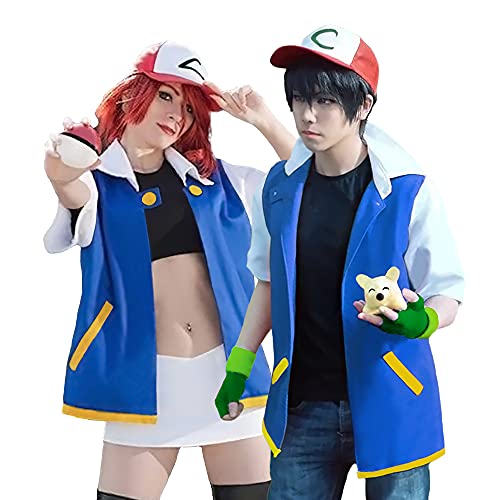 Laahoem Unisex Trainer Hoodie Anime Cosplay Costumes Jacket Gloves Hat Set Blue L