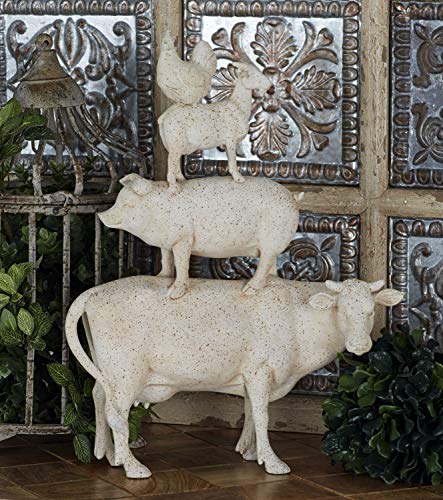 Deco 79 Polystone Farm Animals Stacked Sculpture, 14' x 4' x 18', White