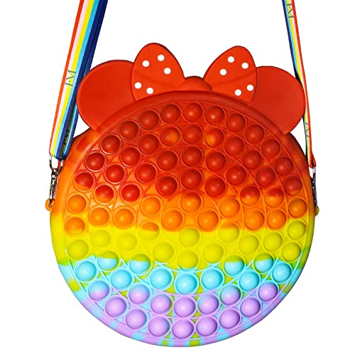 Big Pop Purse It, Pop Bag for Girls Crossbody, Large Shoulder Handbag, Messenger Bag with Strap Minnie, Gifts for Kids (Rainbow)