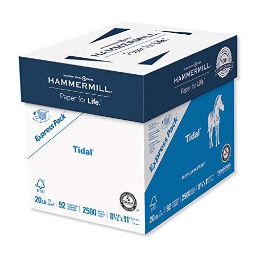 Hammermill Printer Paper, Tidal 20 lb Copy Paper, 8.5 x 11 - Express Pack (2,500 Sheets) - 92 Bright, Made in the USA