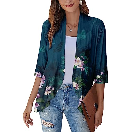 Cardigan Sweaters for Women Lightweight Lightweight Cardigans for Women Cardigan for Women Dressy 3/4 Sleeve Sweater Coat Kimono Loose Outwear Tops Generic Casual Jacket Open Front Cover Up