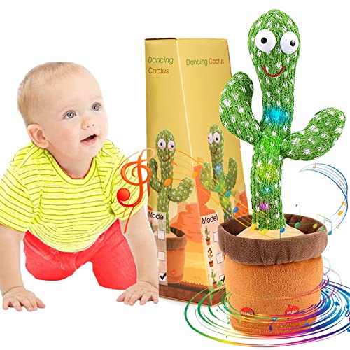 Emoin Dancing Cactus Baby Toys 6 to 12 Months, Talking Repeats What You Say Boy Toys, Mimicking Toy with LED English Sing 15 Second Voice Recorder Musical