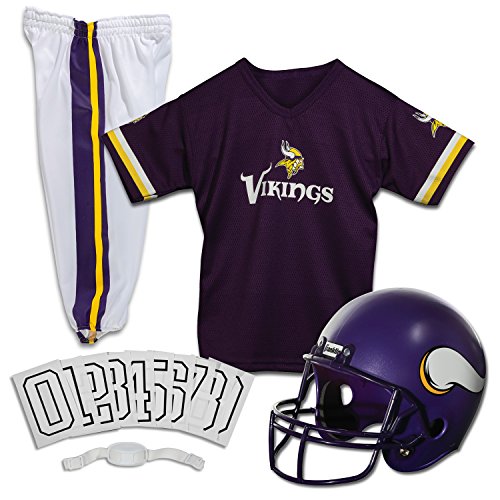 Franklin Sports Minnesota Vikings Kids NFL Uniform Set - Youth NFL Team Jersey, Helmet, Pants + Apparel Costume - Official NFL Gear -Youth Small