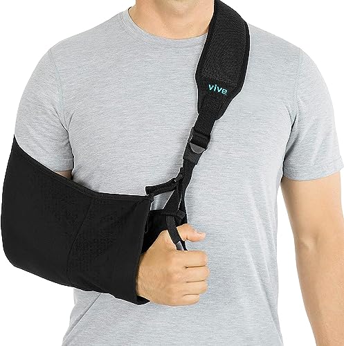 Vive Arm Sling - Lightweight, Comfortable, Breathable Medical Support Strap for Rotator Cuff, Shoulder Injury - Adjustable Immobilizer for Tennis Elbow, Dislocation, Sprain - Padded for Left, Right