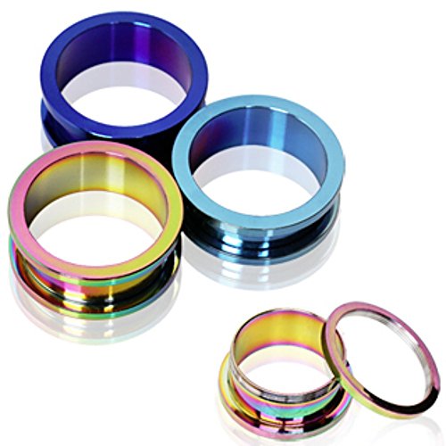 WildKlass Jewelry PVD Plated Screw Fit Tunnel Plug