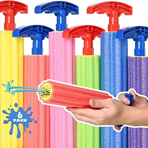 DraMosary Water Blaster Soaker Guns, 6 Pcs Foam Water Squirters, Kids Boy Girl Squirt Guns for Pool/Beach/Yard Play (Up to 33 ft, 11.8inches, Multicolored)