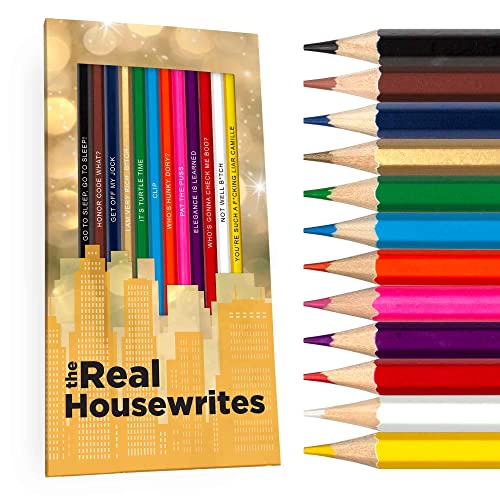 The Real Housewrites Colored Pencil Set for Fans of The Real Housewives | Set of 12 Real Housewives-Inspired Parody Pencils | Each Color Pencil is Foil-Stamped with Clever Show References
