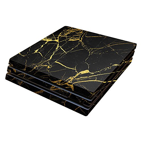 MightySkins Skin Compatible with Sony PS4 Pro Console - Black Gold Marble | Protective, Durable, and Unique Vinyl Decal wrap Cover | Easy to Apply, Remove, and Change Styles | Made in The USA