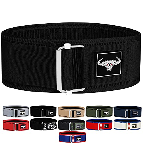 IBRO Quick Locking Premium Weight Lifting Belt - Powerlifting, Cross Training for Men and Women - 4 Inch Back Support, Metal Buckle - Professional Fitness, Olympic Lifting, Deadlift Black M