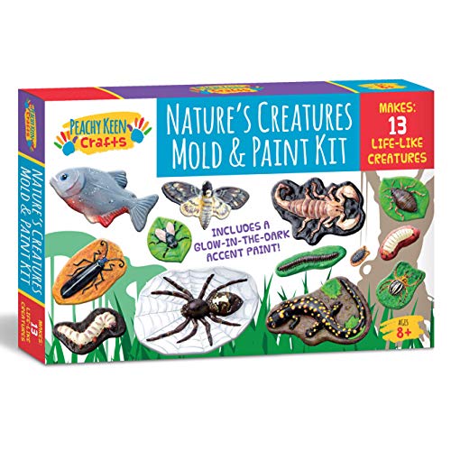 Peachy Keen Crafts Mould and Paint Your Own Creepy Crawlers Craft Set - Make Figurines for Kids to Paint That Glow in The Dark