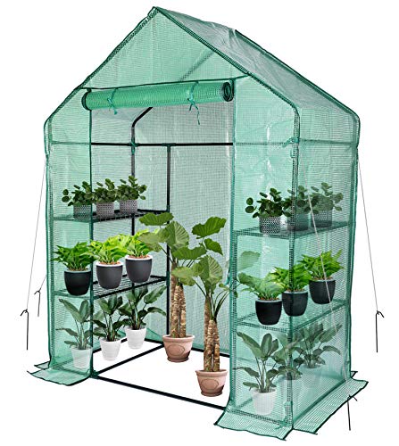 SV SCOOL VALUE Small Greenhouse for Outdoors, Mini Walk in Greenhouse, Portable Greenhouse with Roll-up Zipper Entry Door and Anchors for Stability(4.7L×2.5W×6.3H Ft)