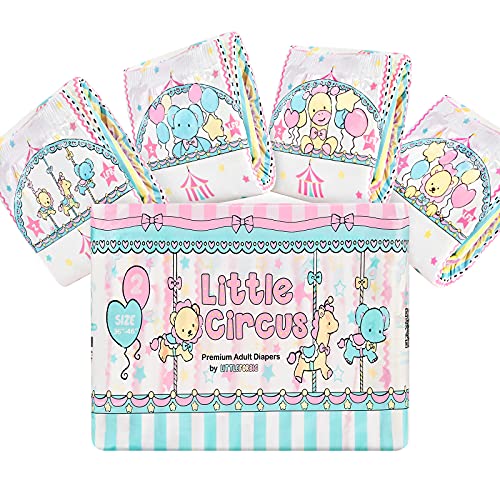 Littleforbig Adult Printed Diaper 10 Pieces - Little Circus (Large 36'-46')