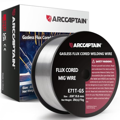 ARCCAPTAIN Flux Core Welding Wire .030, E71T-GS Mig Welding Wire 2-Pound Spool Gasless Mild Carbon Steel Compatible With Lincoln Miller Forney Harbor Welder