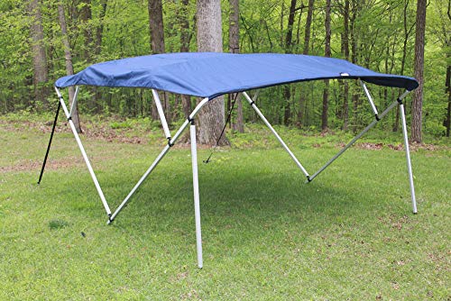 The Vortex Company Navy Blue/Dark Blue Square Tube Frame 4 Bow Pontoon/Deck Boat Bimini TOP 8' Long, 91-96' Wide
