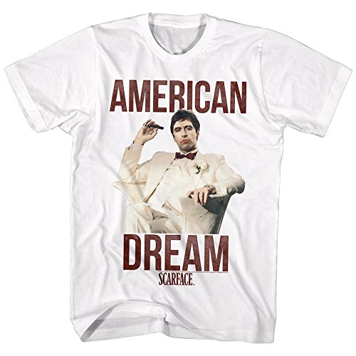Scarface American Dream Crime Movie Al Pacino as Tony Montana Adult T-Shirt White