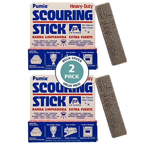 PUMIE Scouring Stick, Heavy Duty Extra Strong Pumice Cleaning Bar, Perfect Pumice Stone for Cleaning Tough Toilet Rings, Bathroom & Kitchen Stains - Scouring Stick on Toilet Bowls, Pool, Tiles(2 Pack)