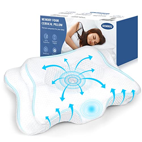 Cervical Pillow for Neck Pain Relief, Contour Memory Foam Pillows for Sleeping, Ergonomic Orthopedic Neck Support Pillow for Side, Back, Stomach Sleepers, Neck Pillow with Breathable Pillowcase, White