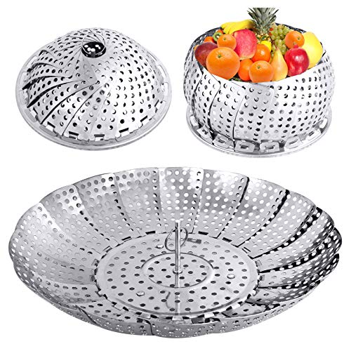 Vegetable Folding Steamer Basket , Metal Stainless Steel Steamer Basket Insert, Collapsible Steamer Baskets for Cooking Food, Expandable Fit Various Size Pot(5.9' to 9.8') YLYL