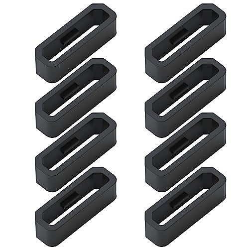 hellosy Watch Band Holder Compatible with Garmin Fenix 5/5X/6/6X/7/7X/Instinct/935/945, Soft Silicone Watch Band Keeper/Loop/Retainer/Fastener Ring for 22mm 26mm Watch Band. (22mm, Black (8-pcs))