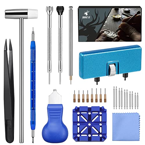 JOREST Watch Repair Kit, for Watch Battery Replacement & Watch Band Adjustment & Watch Cleaning, Watch Wrench Back Remover, Watch Case Opener, Watch Screwdriver, Watch Link Removal Tool