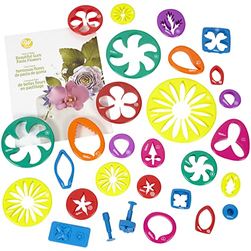 Wilton Gum Paste Flower Cut-Outs Set - Make Gorgeous Gum Paste Flowers for Your Desserts, Instruction Book Included for Gum Paste Flowers, 28-Piece