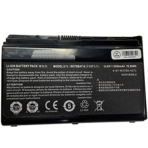 IZKROR W370BAT-8 76.96Wh 5200mAh Battery Replacement for CLEVO K590S NP6350 NP6370 Sager np7358 W350ET Schenker W350ETQ Sager np7358 W350ET Series Laptop W370BAT-3 6-87-W370S 6-87-W37ES 14.8V
