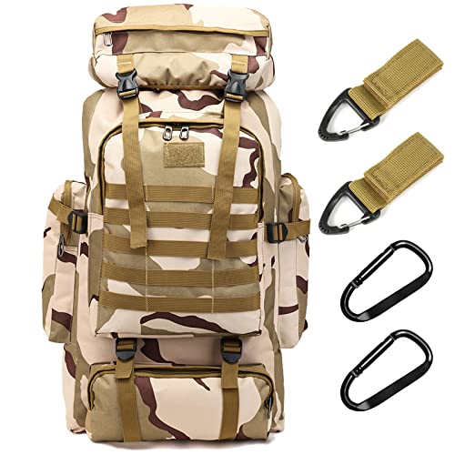70L Waterproof Hiking Daypack Large Hiking Backpack, Hunting Camping Rucksack Backpack for Men Outdoor Sports Backpack (Plateau Camouflage)
