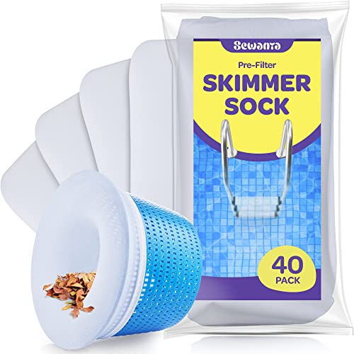 Pool Skimmer Socks [40 Pack] Pool Socks for Skimmer Baskets, Quality Net/Mesh Protects Swimming Pool Filter Systems from debris/leaves. Pool Socks Skimmer for In-Ground and Above-Ground Pools.