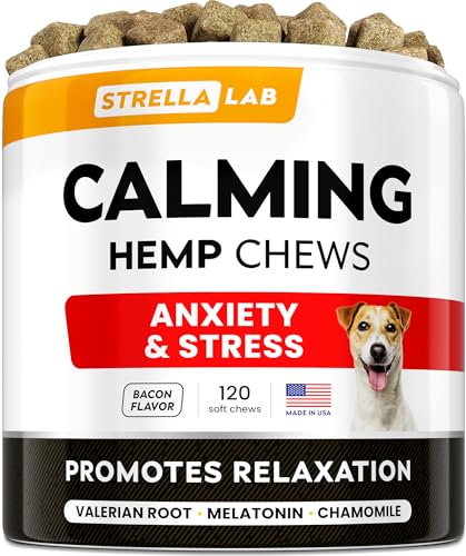 Hemp Calming Chews for Dogs - Dog Calming Treats - Anxiety Relief Treats - Dog Calming Chews - Stress - Sleep Calming Aid - Health & Wellness Supplements for Dog Separation Barking - 120 Treats