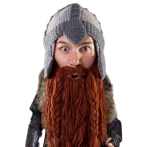 Beard Head Barbarian Dwarf Warrior - Original Handmade Knit Helmet and Removable Beard