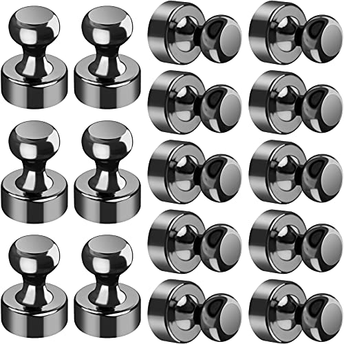 16Pcs Black Small Strong Refrigerator Magnets, Whiteboard Fridge Magnets Adults for Kitchen, Office, School, Locker, Map Decorative