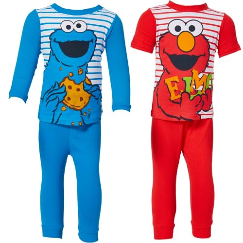 Sesame Street Pajamas Set, 4 Piece Sleepwear for Toddlers and Little Kids, Size 18M Multi