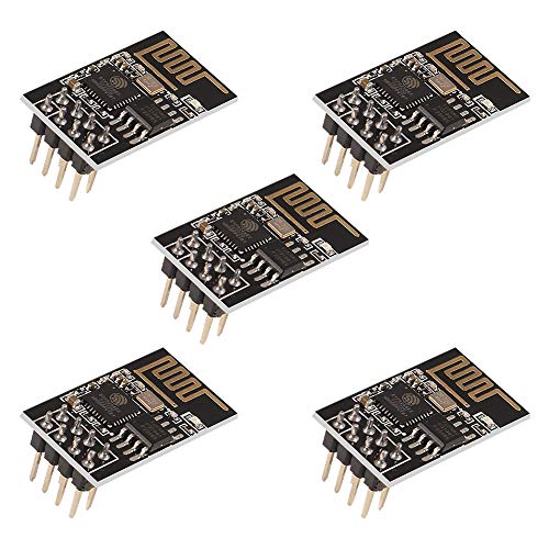 Aitrip 5pcs ESP8266 ESP-01 Serial Wireless Transceiver WiFi Module 1MB SPI Flash DC3.0-3.6V for Arduino (ESP-01)